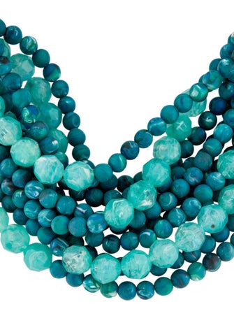 Fairchild Baldwin Leather & Beaded Marble Collar Necklace