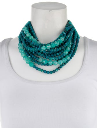 Fairchild Baldwin Leather & Beaded Marble Collar Necklace