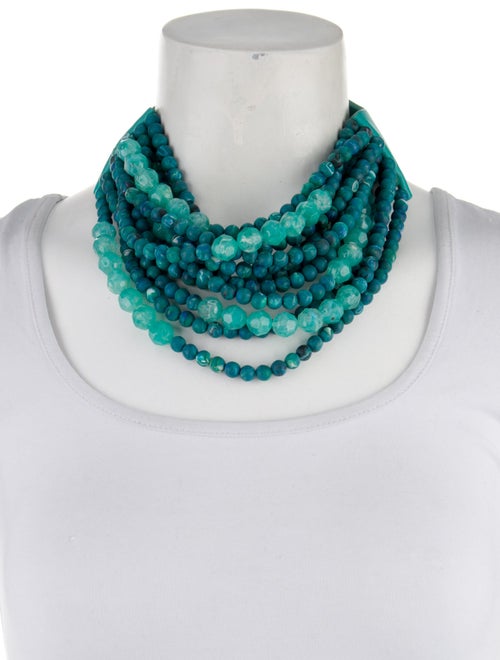 Fairchild Baldwin Leather & Beaded Marble Collar Necklace
