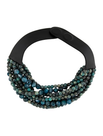 Fairchild Baldwin Leather & Marble Beaded Collar Necklace