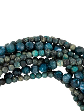 Fairchild Baldwin Leather & Marble Beaded Collar Necklace