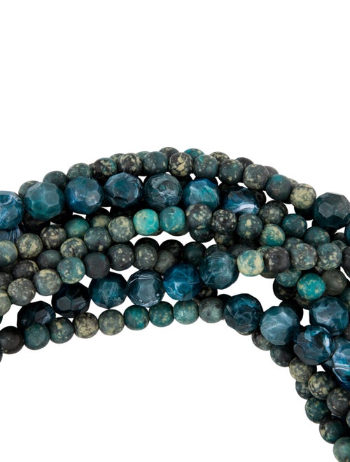 Fairchild Baldwin Leather & Marble Beaded Collar Necklace