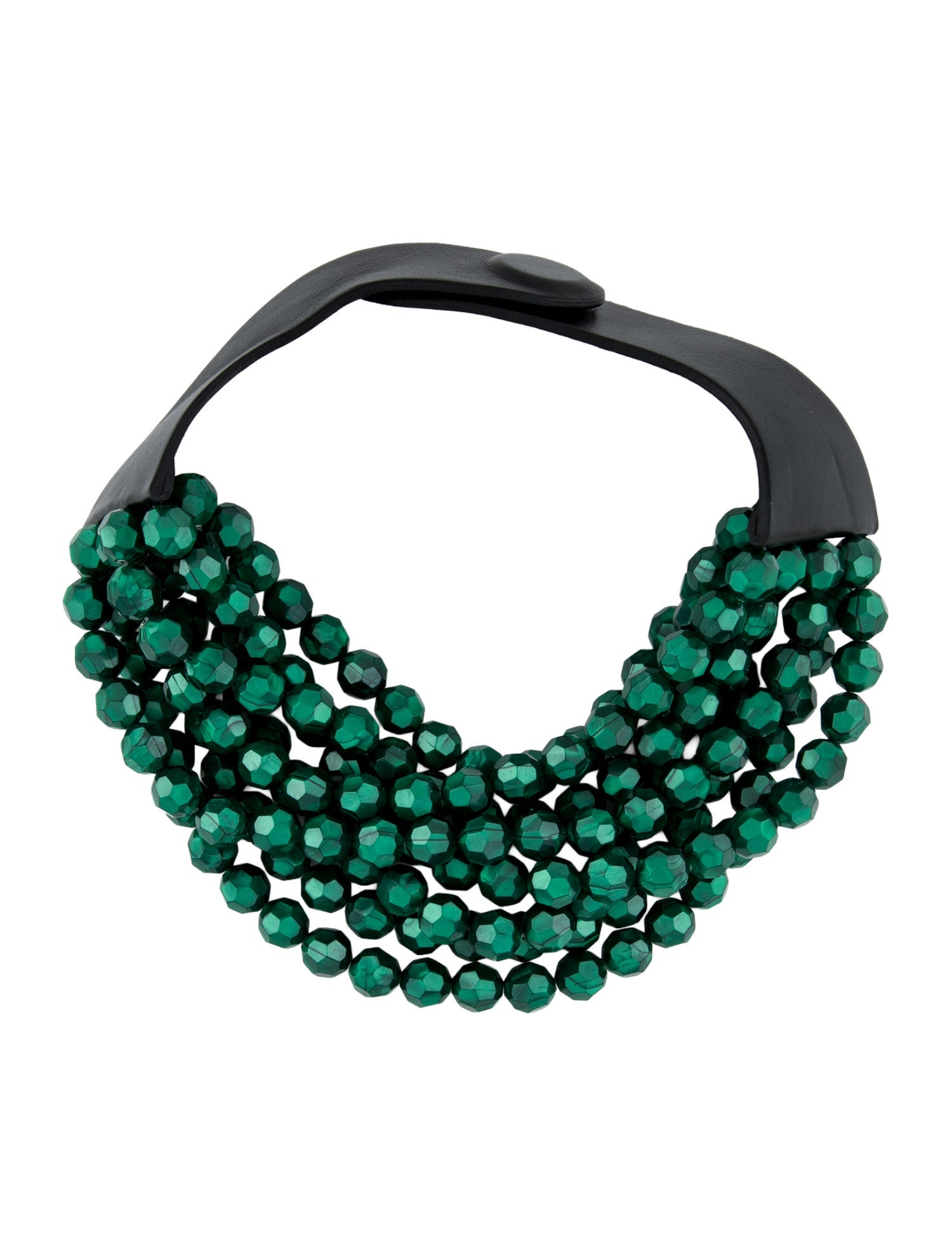 Fairchild Baldwin Bead & Leather Collar Multistrand Necklace