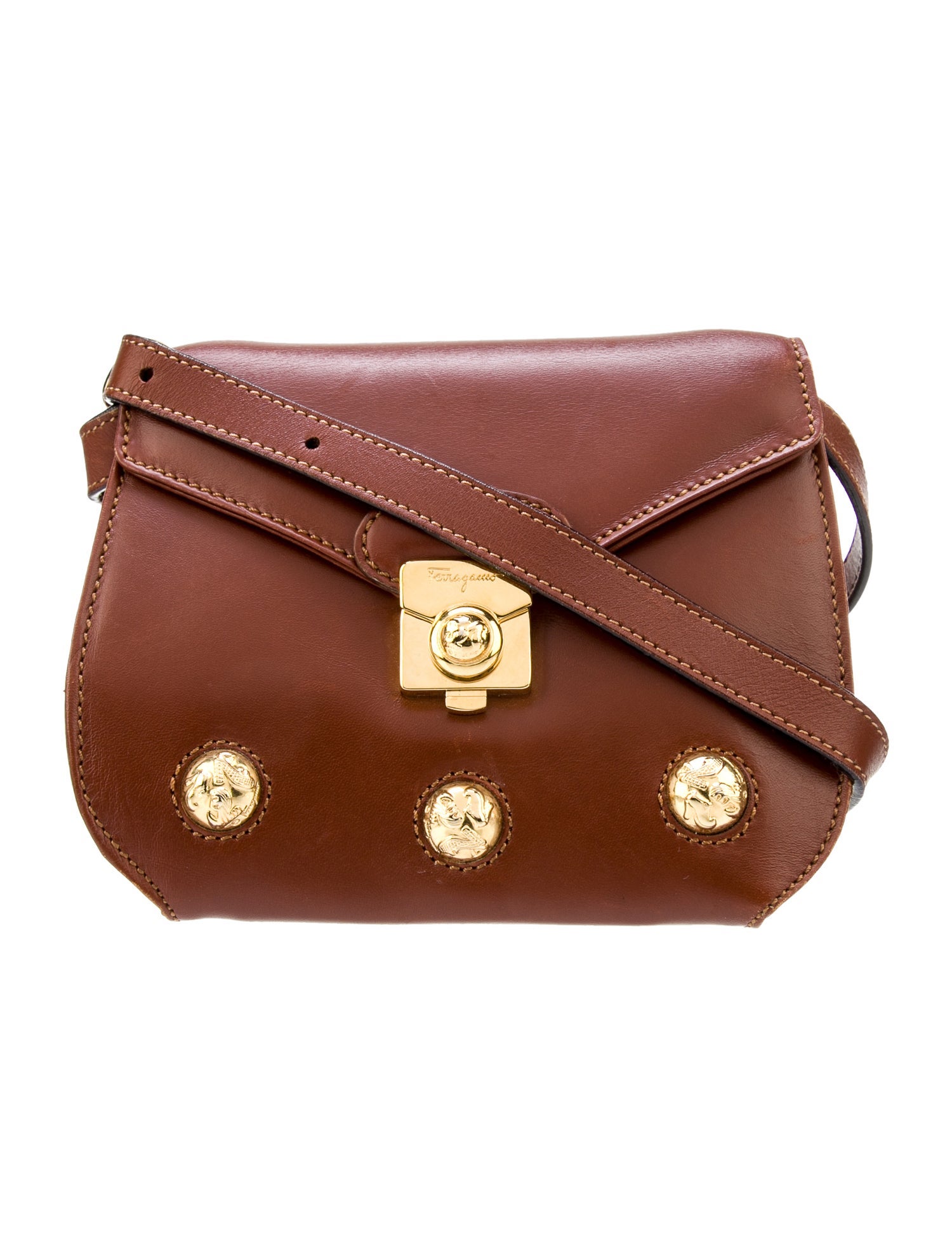 Ferragamo Leather Crossbody Bag Brown Crossbody Bags, Handbags FRGMO20077 The RealReal
