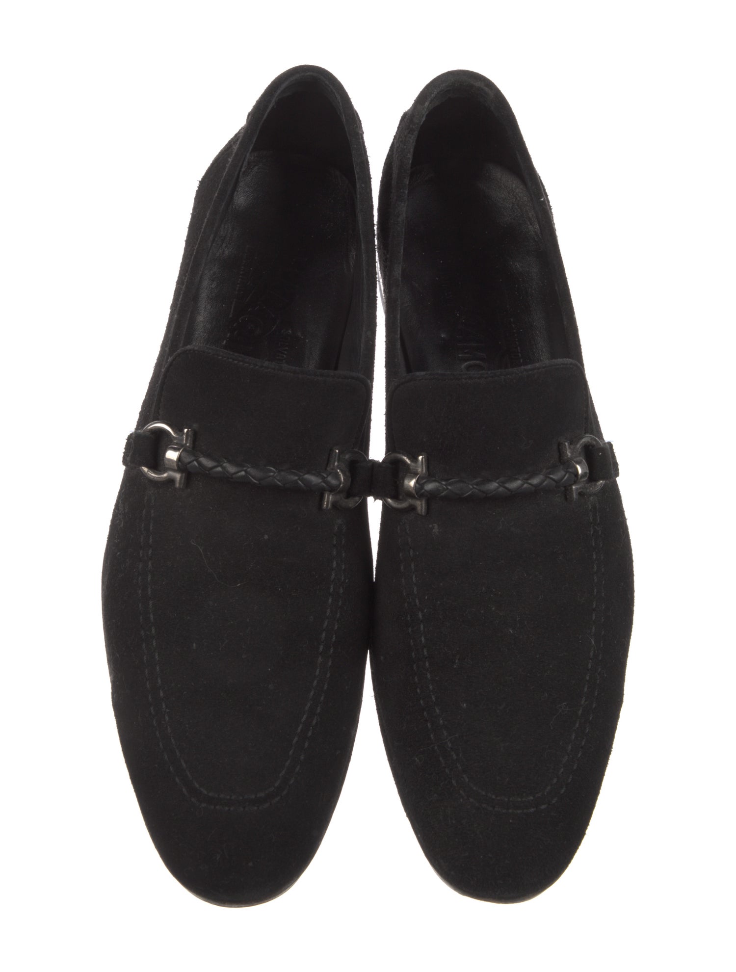 Ferragamo Suede Braided Accents Dress Loafers
