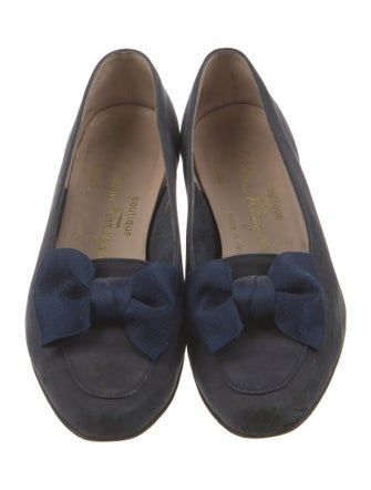 Ferragamo Suede Bow Accents Flats