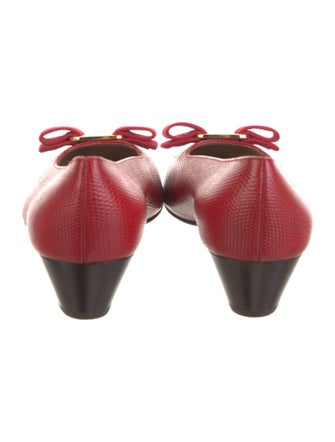 Ferragamo Vara Bow Accent Lizard Pumps