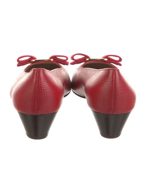 Ferragamo Vara Bow Accent Lizard Pumps