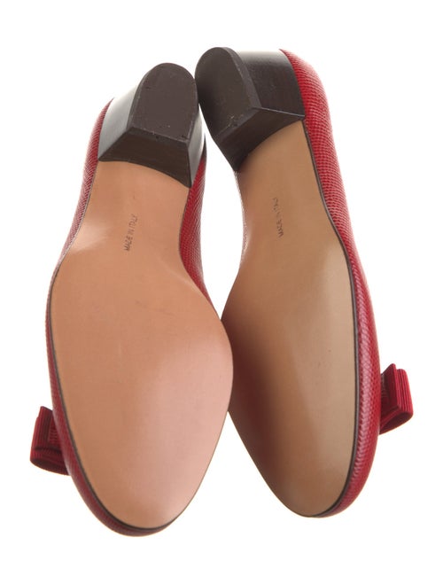 Ferragamo Vara Bow Accent Lizard Pumps
