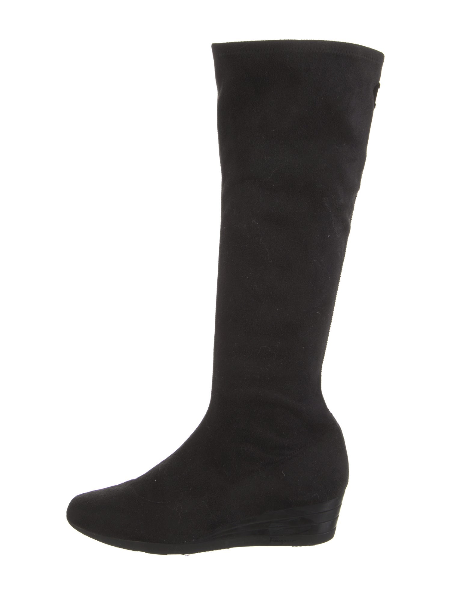 Ferragamo Suede Grosgrain Trim Boots