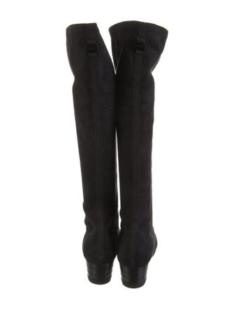 Ferragamo Suede Grosgrain Trim Boots