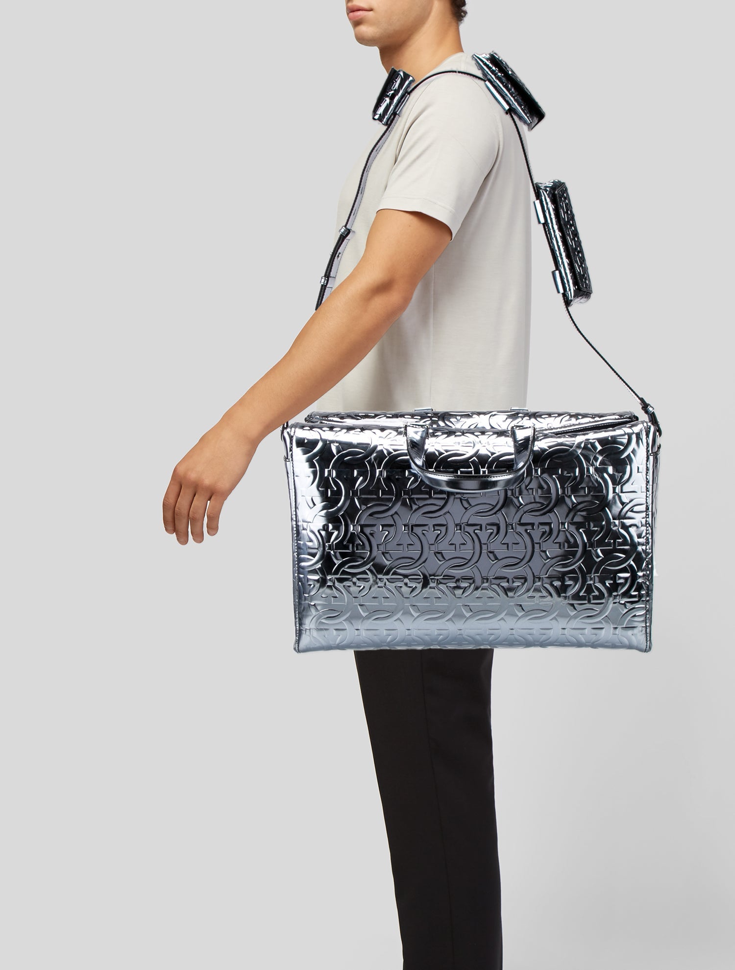Ferragamo Patent Leather Weekender Bag