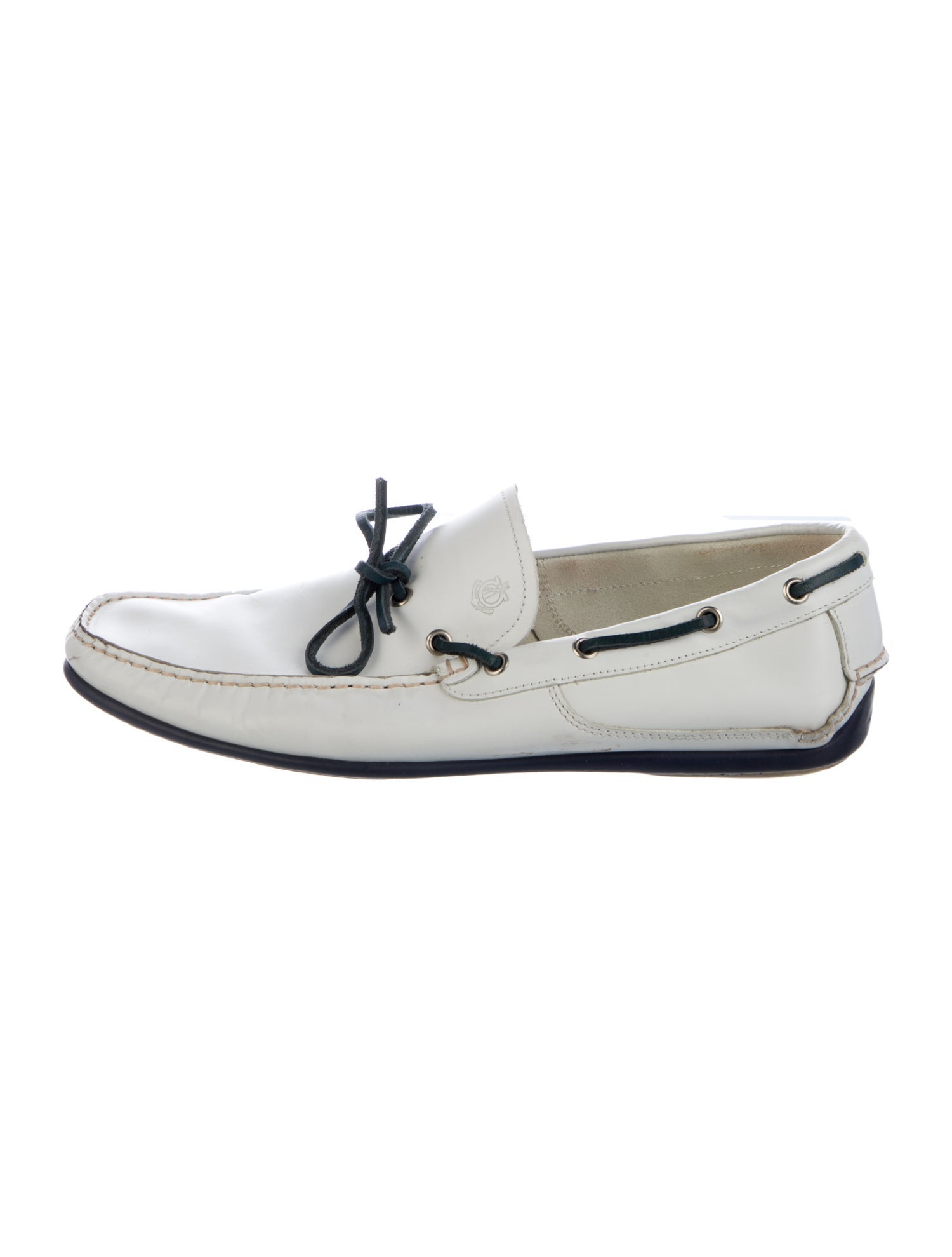 Ferragamo Gancini Logo Leather Boat Shoes