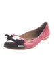Ferragamo Vara Bow Accent Leather Ballet Flats