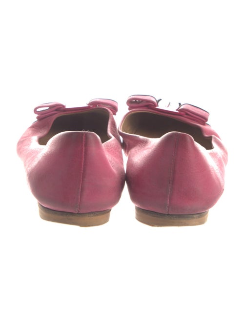 Ferragamo Vara Bow Accent Leather Ballet Flats