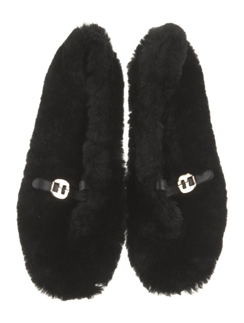 Ferragamo Shearling Leather Trim Embellishment Flats