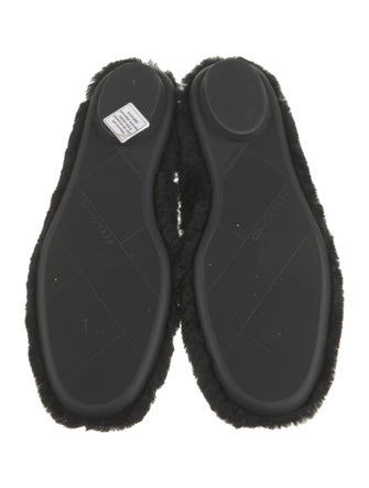 Ferragamo Shearling Leather Trim Embellishment Flats