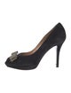 Ferragamo Suede Chain-Link Accents Pumps