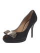 Ferragamo Suede Chain-Link Accents Pumps