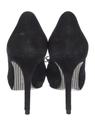 Ferragamo Suede Chain-Link Accents Pumps