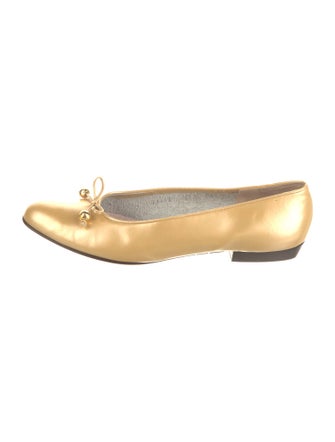 Ferragamo Leather Bow Accents Ballet Flats