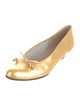 Ferragamo Leather Bow Accents Ballet Flats