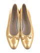 Ferragamo Leather Bow Accents Ballet Flats