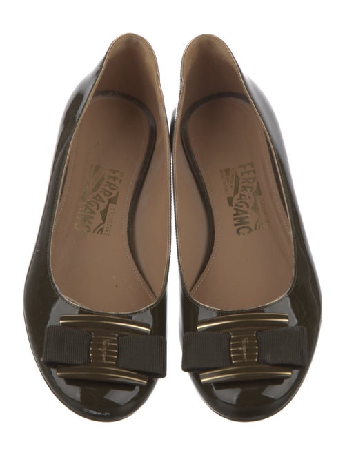 Ferragamo Vara Bow Accent Patent Leather Flats