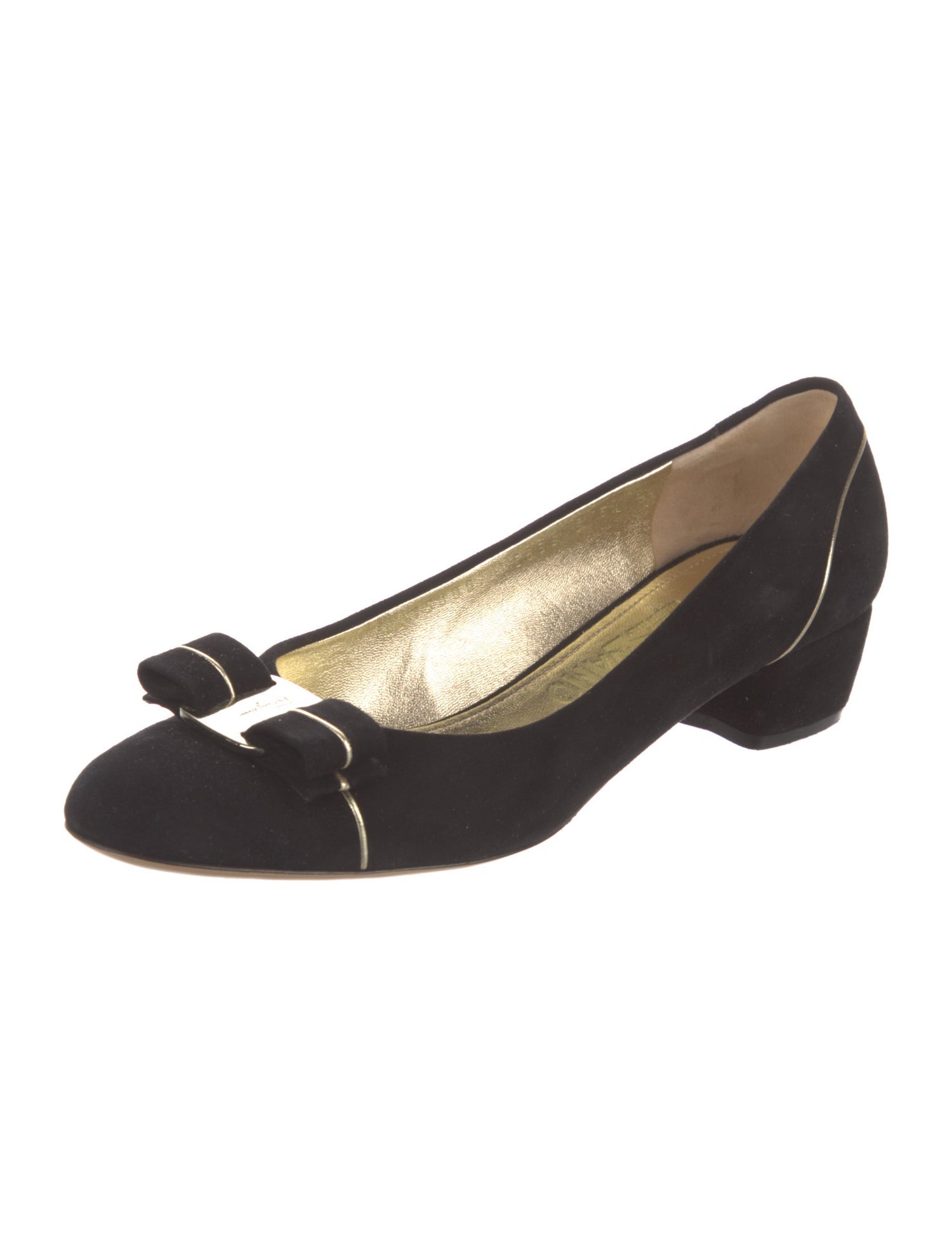 Ferragamo Vara Bow Accent Suede Pumps