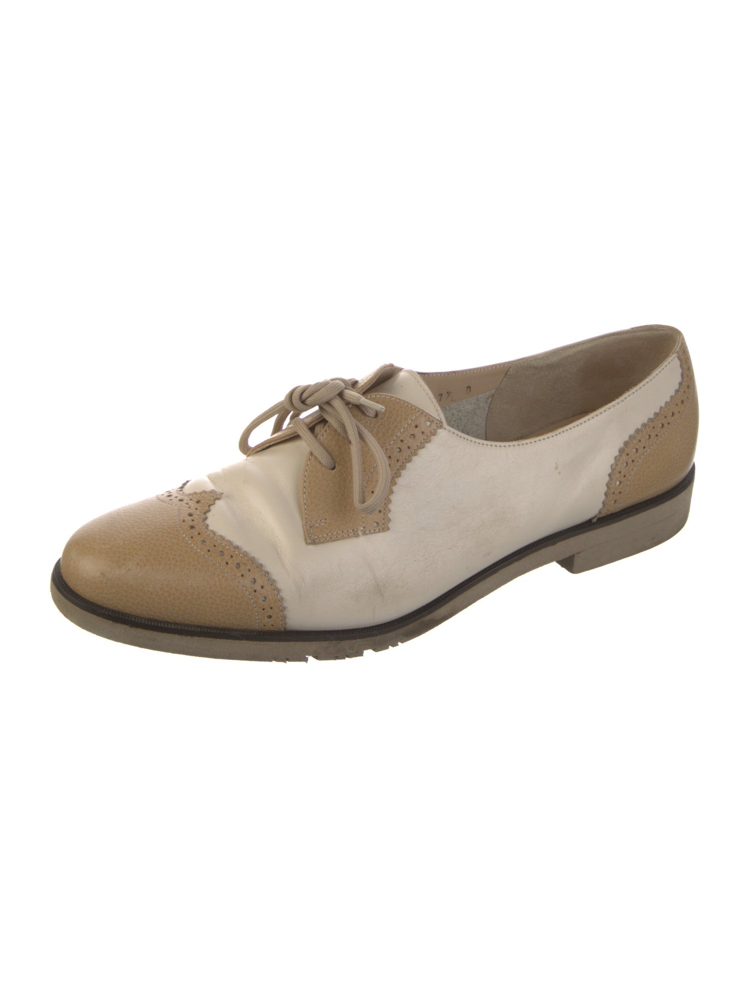 Ferragamo Leather Colorblock Pattern Oxfords