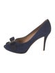 Ferragamo Vara Bow Accent Suede Pumps