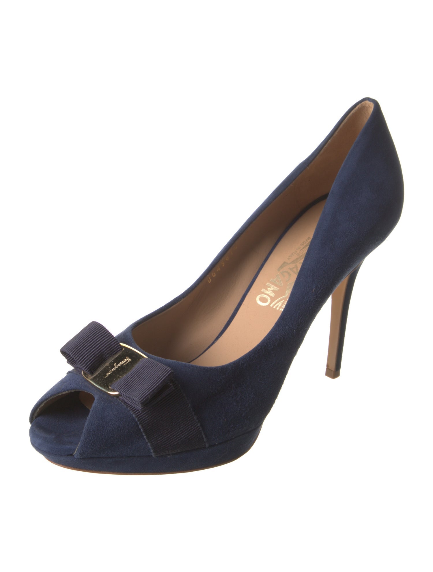 Ferragamo Vara Bow Accent Suede Pumps
