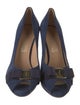 Ferragamo Vara Bow Accent Suede Pumps