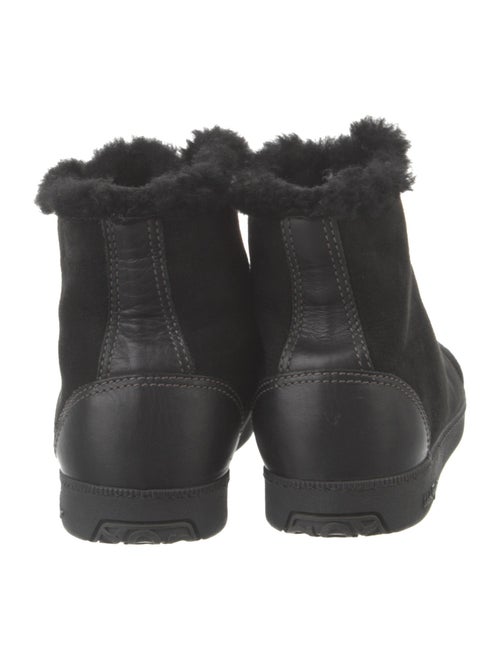 Ferragamo Suede Fur Trim Wedge Sneakers