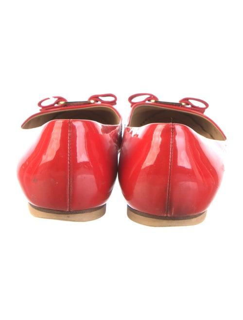 Ferragamo Patent Leather Bow Accents Ballet Flats