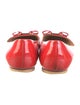 Ferragamo Patent Leather Bow Accents Ballet Flats