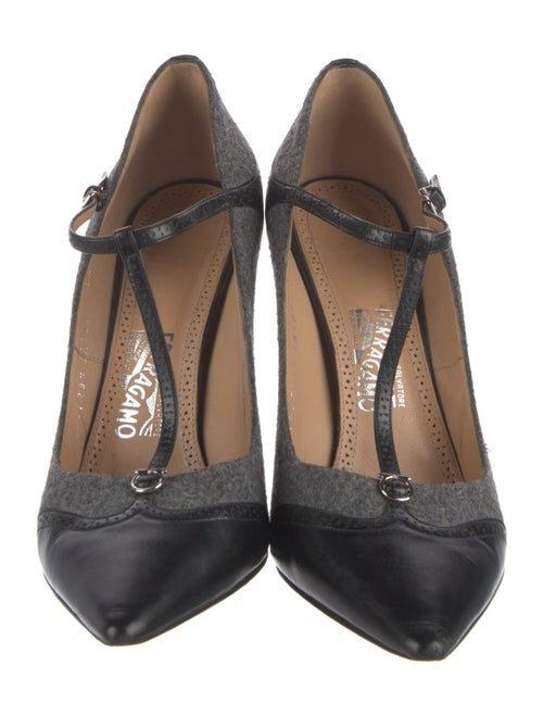 Ferragamo Wool T-Strap Pumps