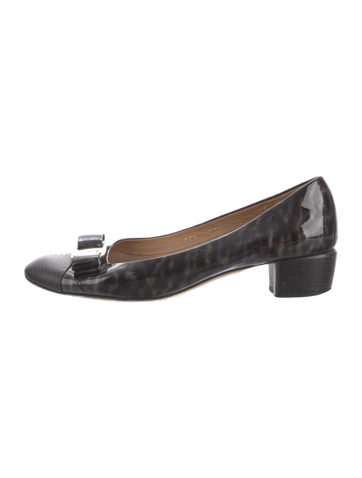 Ferragamo Patent Leather Animal Print Ballet Flats