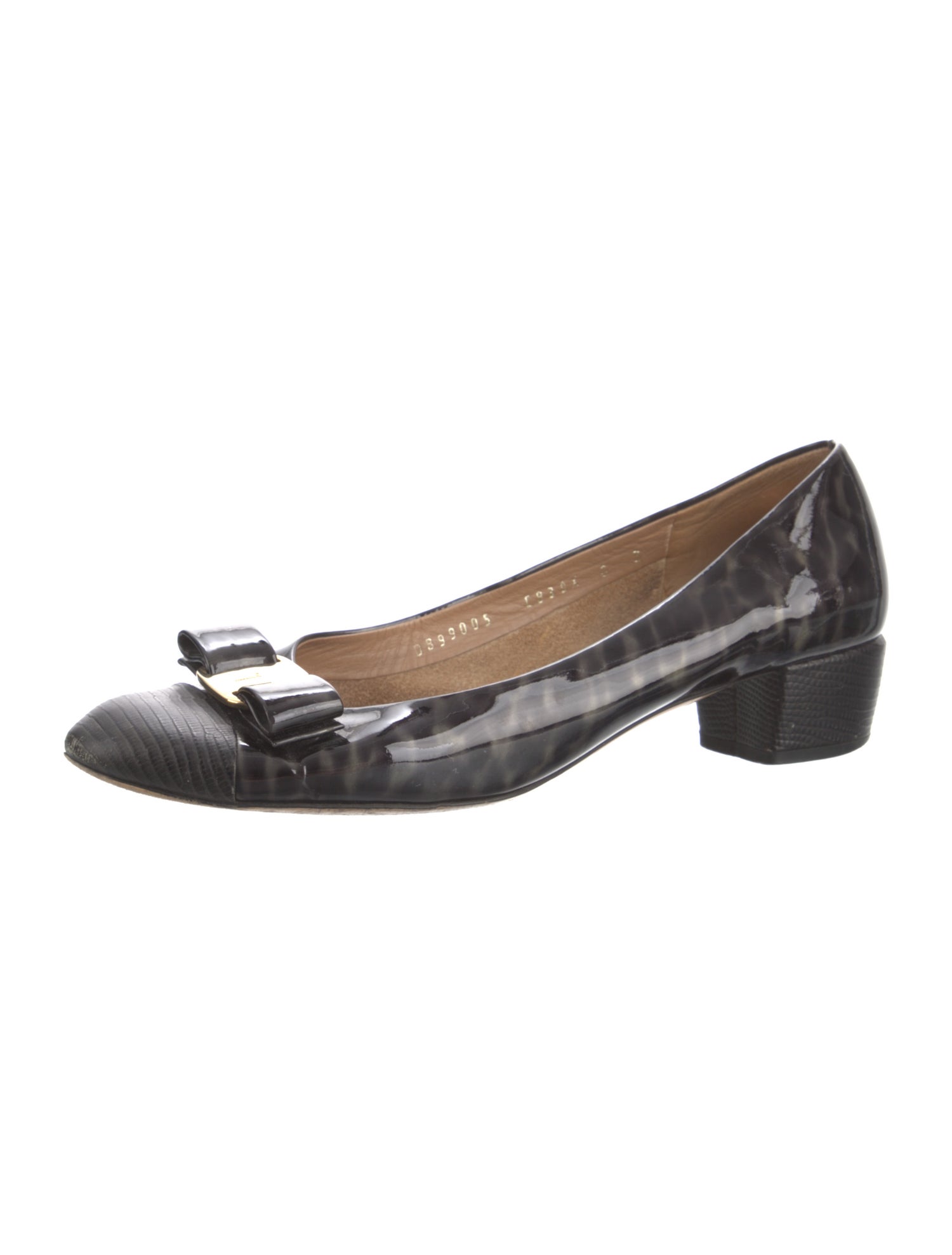 Ferragamo Patent Leather Animal Print Ballet Flats