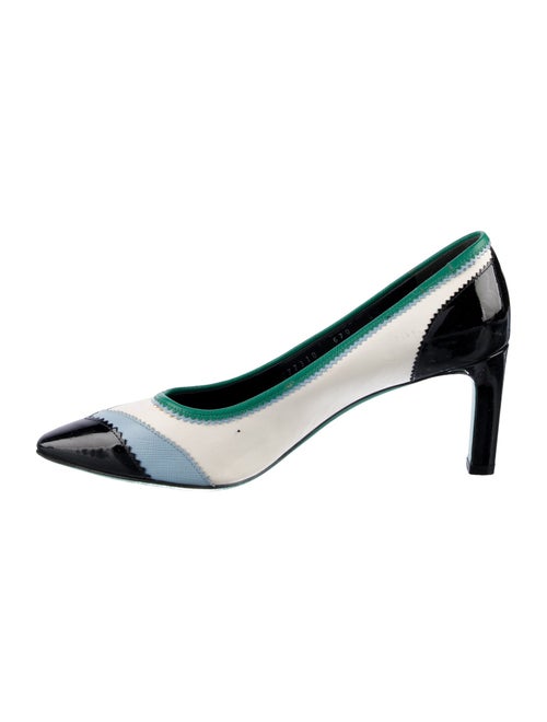 Ferragamo Leather Colorblock Pattern Pumps