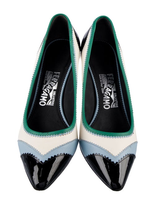 Ferragamo Leather Colorblock Pattern Pumps