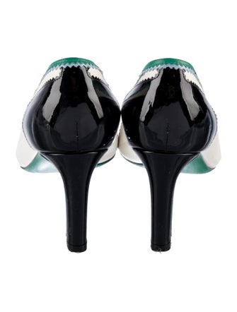 Ferragamo Leather Colorblock Pattern Pumps