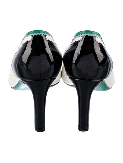 Ferragamo Leather Colorblock Pattern Pumps