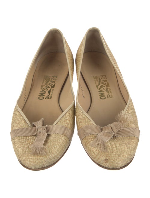 Ferragamo Raffia Grosgrain Trim Flats