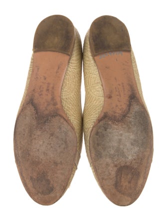 Ferragamo Raffia Grosgrain Trim Flats
