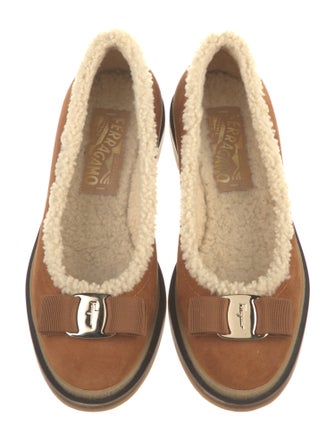 Ferragamo Vara Bow Accent Suede Flats