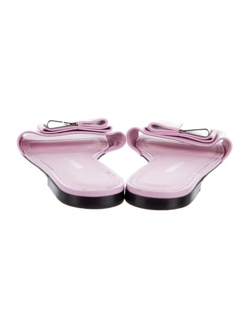 Ferragamo Leather Bow Accents Slides