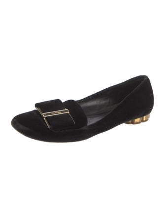 Ferragamo Vara Bow Accent Suede Flats