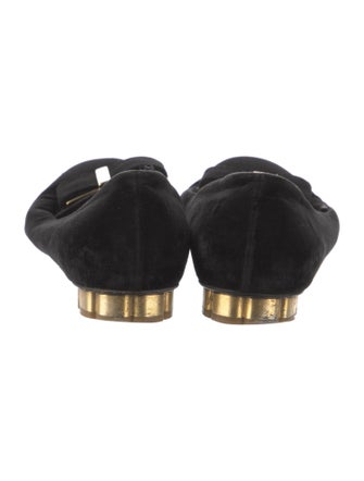 Ferragamo Vara Bow Accent Suede Flats