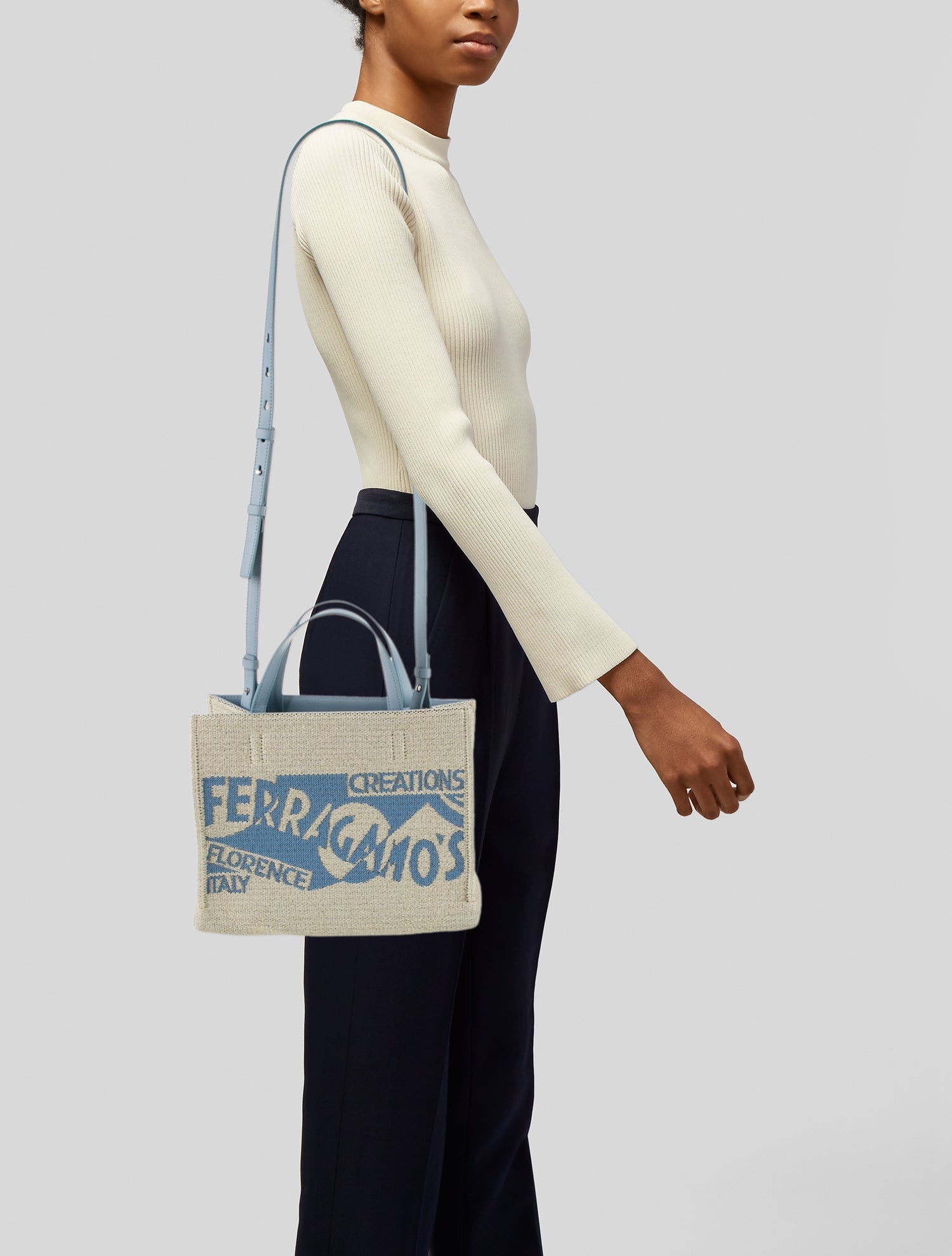 Ferragamo Raffia Top Handle Bag